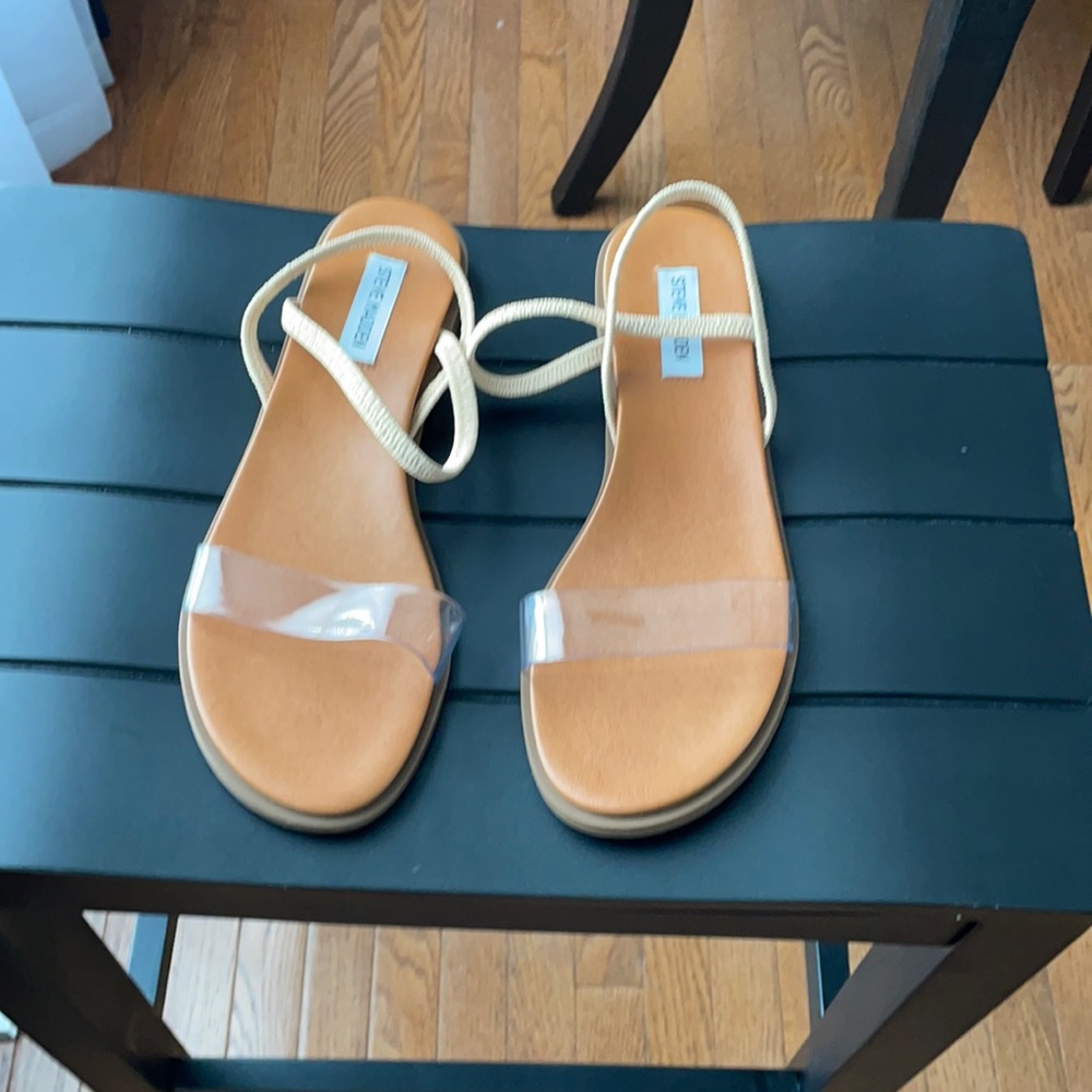 Steve Madden Ariaa- Clear and tan, Size 9.5